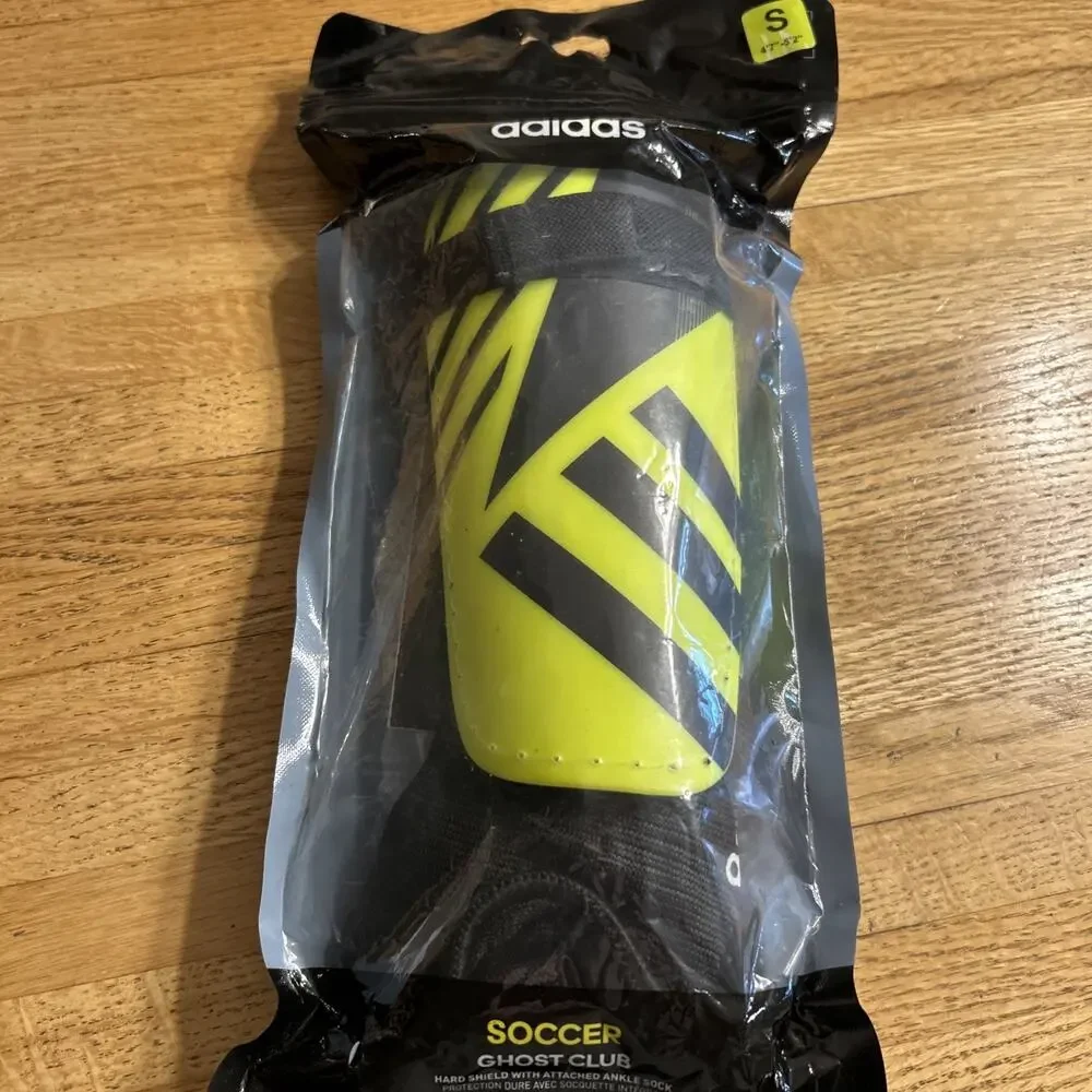 Adidas Soccer Ghost Club Hard Shield w/Attached Ankle Sock-Yellow/Black-SMALL